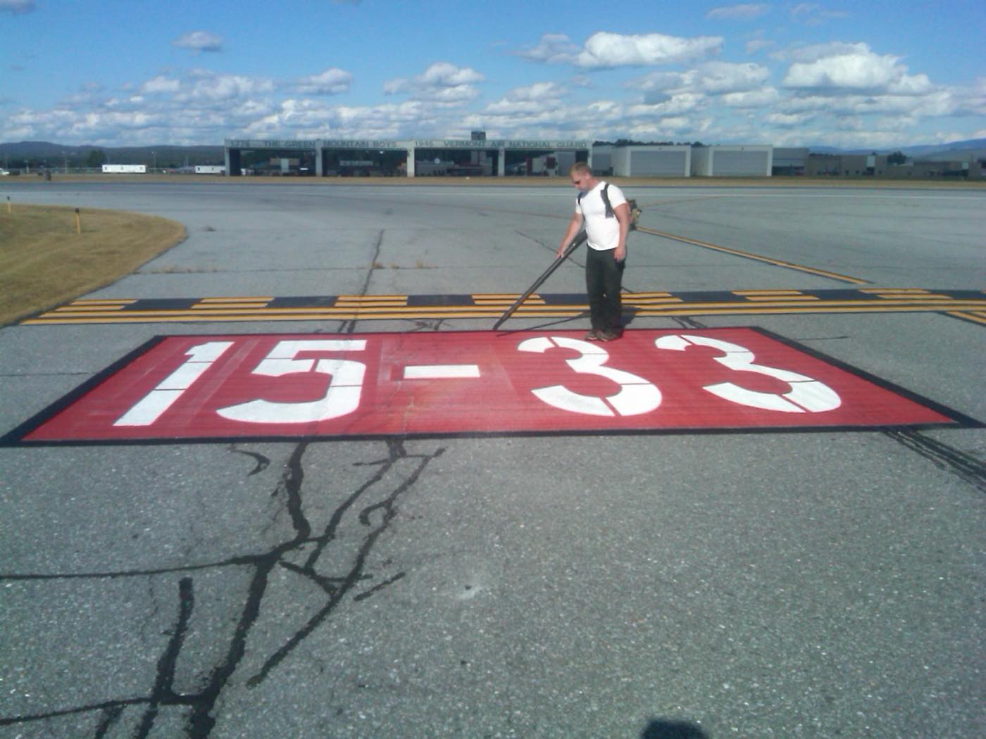Runway markings at Burlington International Airport