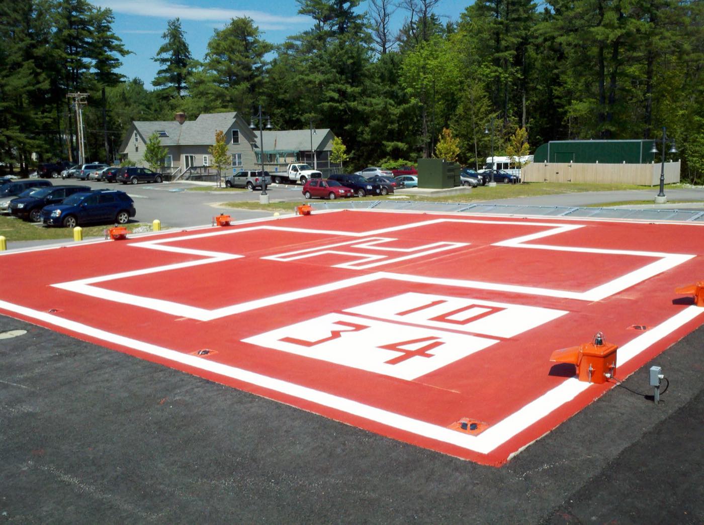 Helipad markings at Huggins Hospital